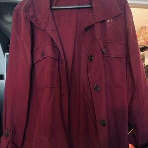 LOFT Deep Red Utility Jacket Shirt